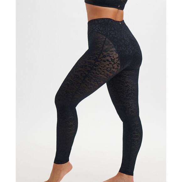 Fabletics Black High Waisted Leopard Mesh Leggings Sz XXL Sheer - Picture 8 of 10